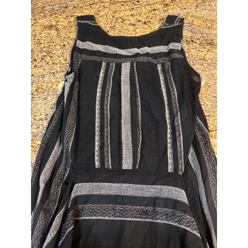 Drew Black‎ White Striped Linen Blend Tie Waist Sleeveless Midi Dress Womens M - Picture 5 of 8